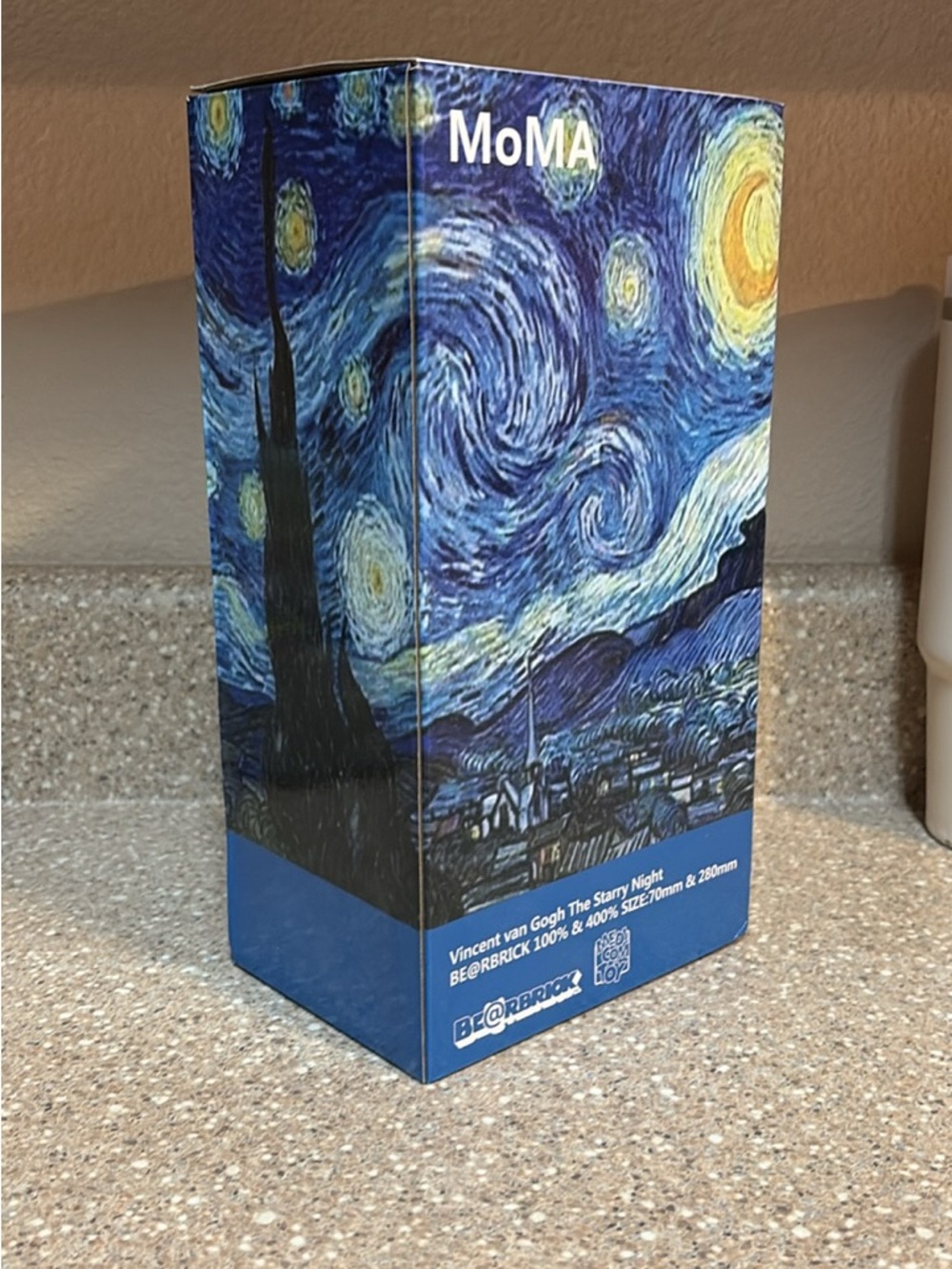 Moma Starry Night Bearbrick Figure - Blue & Yellow